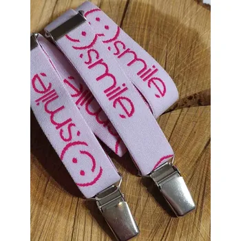 Kšandy Dětské šle/ kšandy smajlík barva bílá růžová, Délka 70 cm