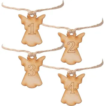 Vánoční dekorace Přívěšek na adventní svíčku 4ks Anděl, dřevo