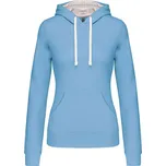 KARIBAN Dámská mikina s kontrastní kapucí K465 Barva: Modrá nebeská - Bílá, Velikost: L