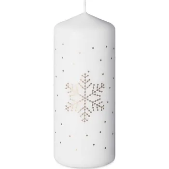 Svíčka Svíčka 58x140mm vločka zlatá, bílá