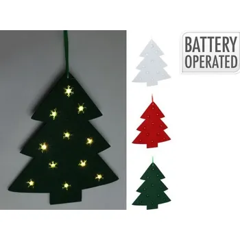 Vánoční dekorace stromeček 37cm, vánoční, LED osv., závěs, 3barvy