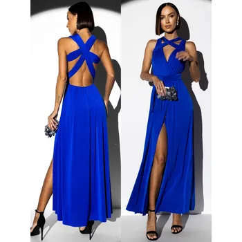 Dámské šaty Královsky modré elegantní šaty KATIE s vázáním