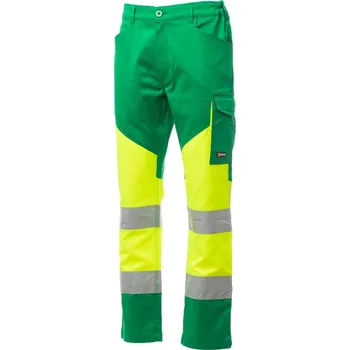 montérky Reflexní pracovní kalhoty Payper WORKING Barva: Žlutá Fluo/ Zelená, Velikost: 2XS
