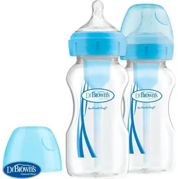 Kojenecká láhev DR.BROWN'S Láhev antikolik Options+ široké hrdlo 2x270 ml plast modrá