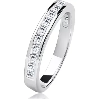 Prsten Prsten ze stříbra 925 - linie čtvercových zirkonů ve středovém výřezu - Velikost: 52