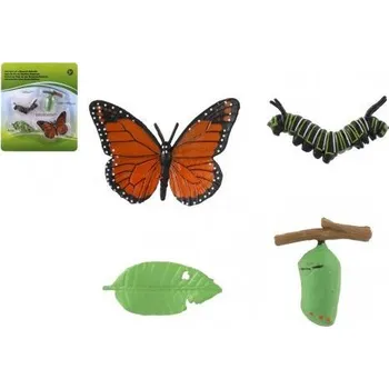 Figurka Vývoj motýla babočky plast 4ks na kartě 19,5x22,5x2,5cm