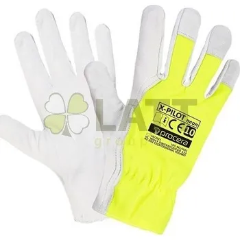 Pracovní oblečení Ochranné rukavice Procera vyztužené kůži X-PILOT NEON vel.10 / XL