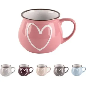 hrnek 320ml SRDCE-Heart, 6barev, keramika