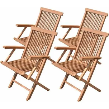 4x skládací teaková židle na zahradu / balkon, s područkami