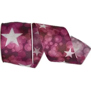 Stuha Stuha vánoční STARLIGHT VIOLETT fialová 40mm x 2m (13,-Kč/m) (Stuha vánoční, taftová, oboustranný potisk, s vlascem v lemu)