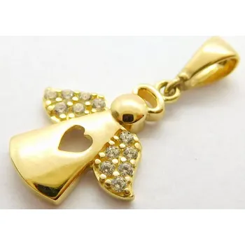 Přívěsek Klenoty Budín Dámský zlatý přívěsek se zirkony ANDĚLÍČEK 585/0,80gr HK3196 (Klenoty Budín Dámský zlatý přívěsek se zirkony ANDĚLÍČEK 585/0,80gr HK3196)