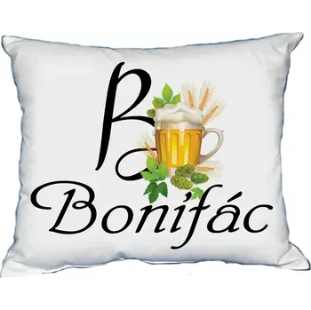 Dekorativní polštářek Polštář s pánským jménem BONIFÁC Bílý (polštářek pánské jméno )