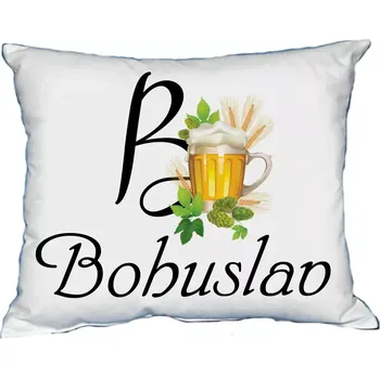 Dekorativní polštářek Polštář s pánským jménem BOHUSLAV Černý (polštářek pánské jméno )