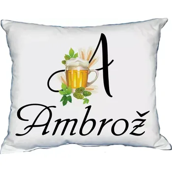 Dekorativní polštářek Polštář s pánským jménem AMBROŽ Černý (polštářek pánské jméno )