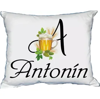 Dekorativní polštářek Polštář s pánským jménem ANTONÍN Černý (polštářek pánské jméno )