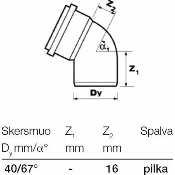 Vodovodní potrubí Vnitřní drenážní koleno, Wavin O 40 mm, 67°