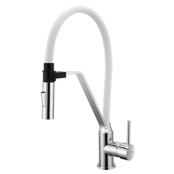 Vodovodní baterie INVENA - Dřezová baterie s magnetickým držákem, bílá BZ-30-L02-C