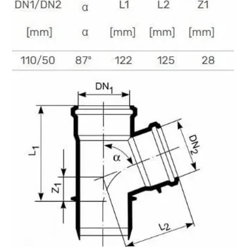 Kanalizační potrubí T-kus pro vnitřní kanalizaci HTplus, O 50 / 110 mm, 87°