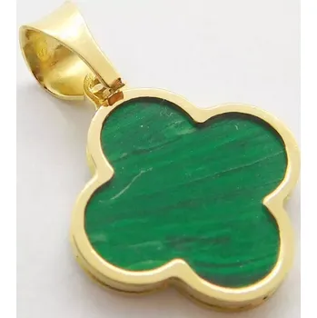 Přívěsek Klenoty Budín Dámský zlatý přívěsek se zeleným smaltem čtyřlístek 585/0,54gr HK3217 (Klenoty Budín Dámský zlatý přívěsek se zeleným smaltem čtyřlístek 585/0,54gr HK3217)