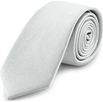 Kravata 8cm rypsová kravata stříbrné barvy - Trendhim