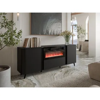 Šatní skříň Skříňka s krbem Newort 200 EF, Barva: černý mat MIRJAN 5903211369315