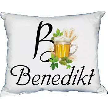 Dekorativní polštářek Polštář s pánským jménem BENEDIKT Žlutá (polštářek pánské jméno )