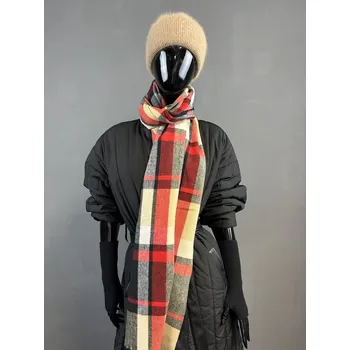 Šála Šála Yera check01b červeno camel kostka