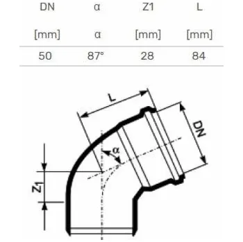 Kanalizační potrubí Vnitřní kanalizační koleno HTplus, O 50 mm, 87°