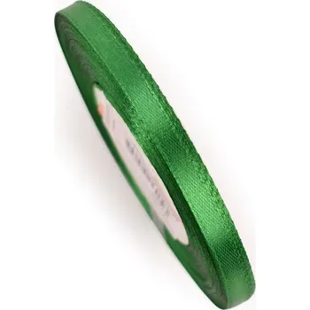 Stuha Stuha saténová 6 mm, tmavě zelená, 32 m