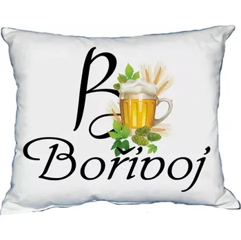 Dekorativní polštářek Polštář s pánským jménem BOŘIVOJ Bílý (polštářek pánské jméno )