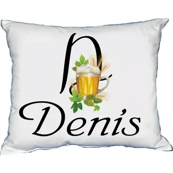 Dekorativní polštářek Polštář s pánským jménem DENIS Bílý (polštářek pánské jméno )