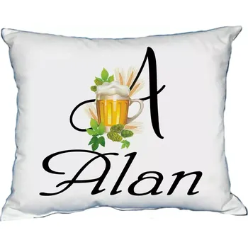 Dekorativní polštářek Polštář s pánským jménem ALAN Bílý (polštářek pánské jméno )