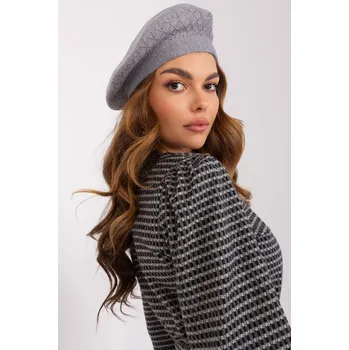 Čepice Dámská čepice baret se zirkony model 60504 šedá