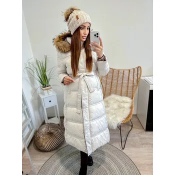 Dámská dlouhá zimní bunda v nádherné krémové barvě, VELIKOST XL