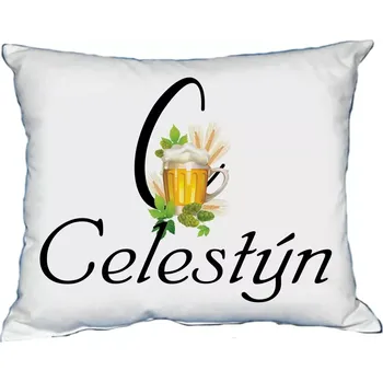Dekorativní polštářek Polštář s pánským jménem CELESTÝN Černý (polštářek pánské jméno )