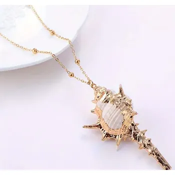 Náhrdelník Řetízek s přívěškem mušle krémová