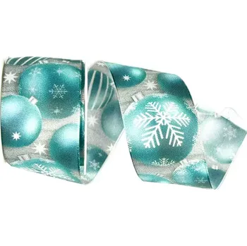 Stuha Stuha vánoční GALA NIGHT BLUE modrá 40mm x 2m (15,-Kč/m) (Stuha vánoční taftová, mixoboustranný fotopotisk, s vlascem v lemu)