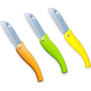 Japonský zavírací okrajovací nůž Suncraft z nerezové oceli 60 mm Barva: Žlutý