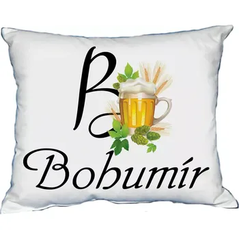 Dekorativní polštářek Polštář s pánským jménem BOHUMÍR Světle zelený (polštářek pánské jméno )