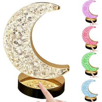 Noční světlo Křišťálová RGB LED lampa - měsíc