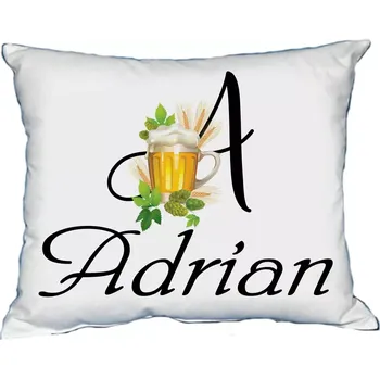 Dekorativní polštářek Polštář s pánským jménem ADRIAN Bílý (polštářek pánské jméno )