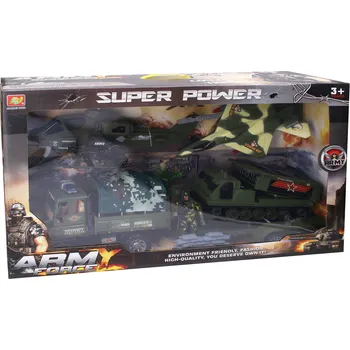 autíčko Vojenské auto konvoj s přívěsem 63cm a vojákem