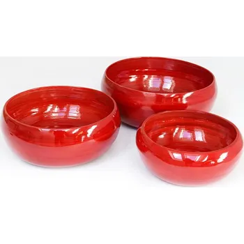 Miska bambus, červená, set 3 kusů, 17, 21, 25 cm