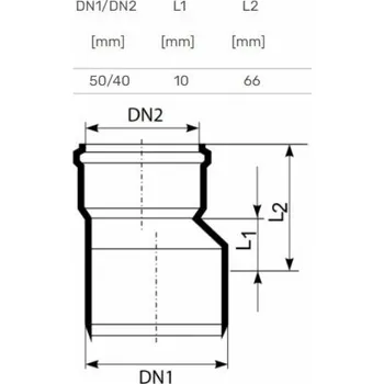 Kanalizační potrubí Vnitřní kanalizační přechod HTplus, O 40 / 50 mm, bílý