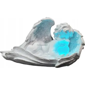 Vánoční dekorace Veselý andílek LED svítící se srdcem 26cm