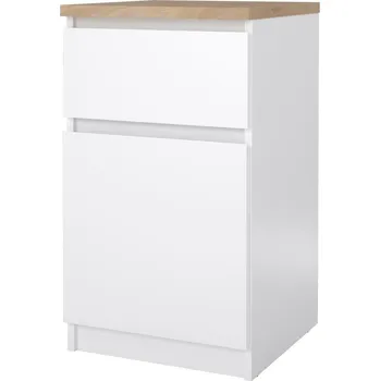 Noční stolek Noční stolek Simplicity 221, bílý lesk/jackson hickory