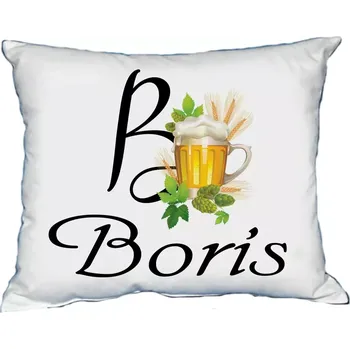 Dekorativní polštářek Polštář s pánským jménem BORIS Žlutá (polštářek pánské jméno )