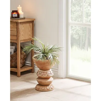 Květináč Květináč světle hnědý venkovní vnitřní boho na květiny styl Beliani