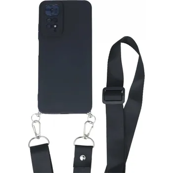 Pouzdro na mobilní telefon Kryt Xiaomi Redmi Note 11 Elegance černý se šňůrkou (obal neboli pouzdro na Xiaomi Redmi Note 11)