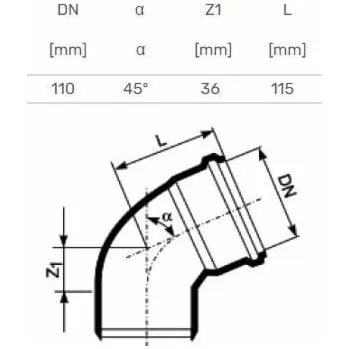 Kanalizační potrubí Vnitřní drenážní koleno HTplus, O 110 mm, 45°